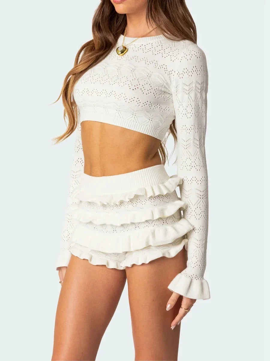 Women s Embroidered Knit Crop Top