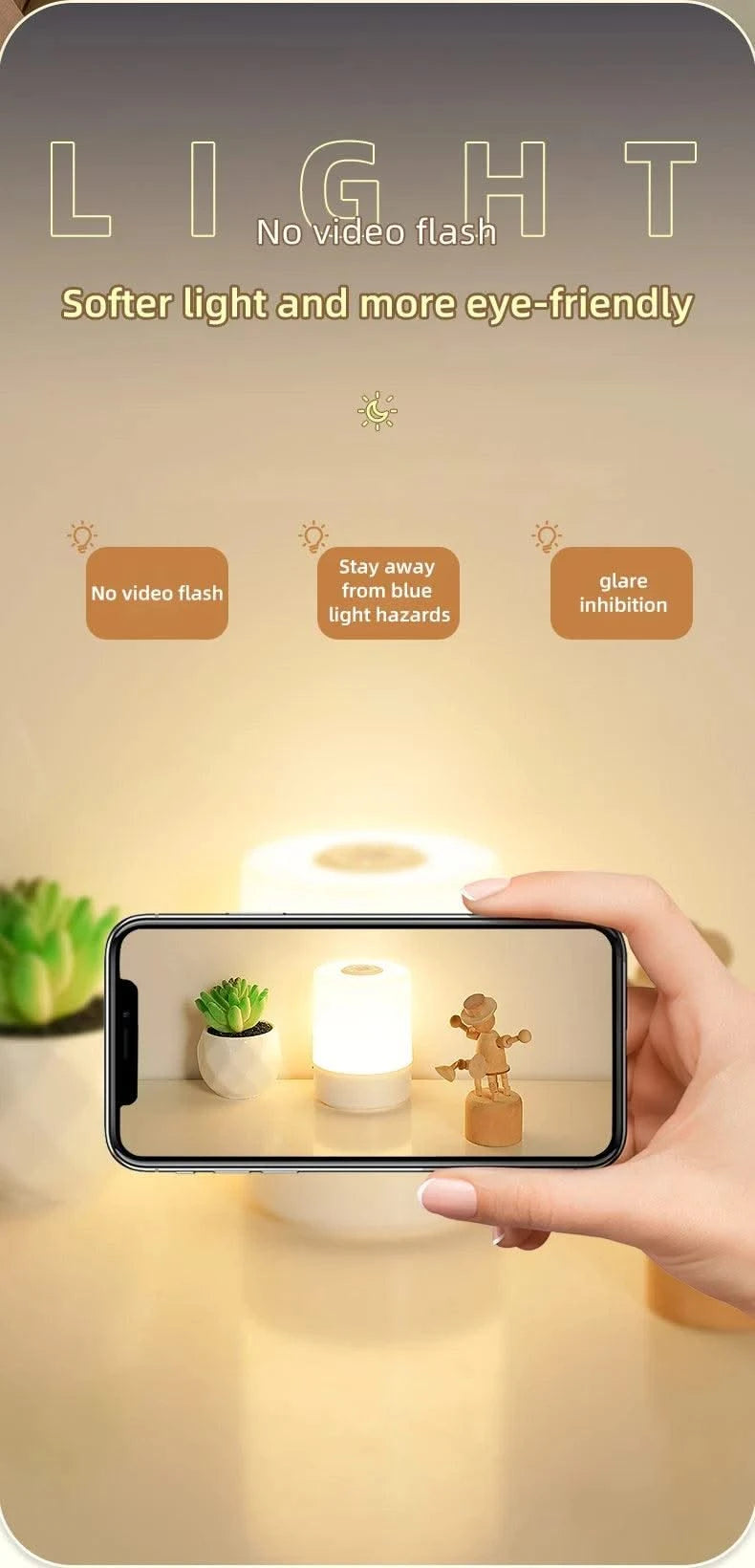 LED Night Lights USB Portable Bedside Lamp Touch Stepless Dimmabl LED Table Lamp for Bedroom Decor Sleeping Night Light Kid Gift