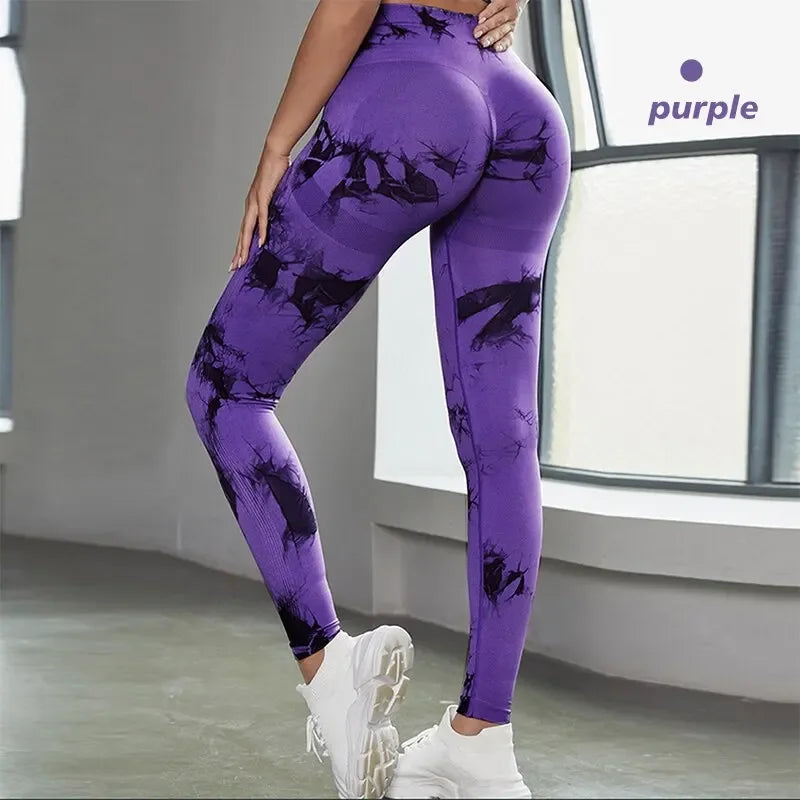 Tie Dye Seamless Leggings for Women High Waist Yoga