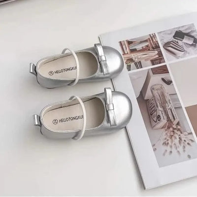 Children Princess Shoes Elastic Band Shallow Soft Little Girl's Ballet Flats Four Colors 23-32 Leisure Pu Leather Kids Shoes