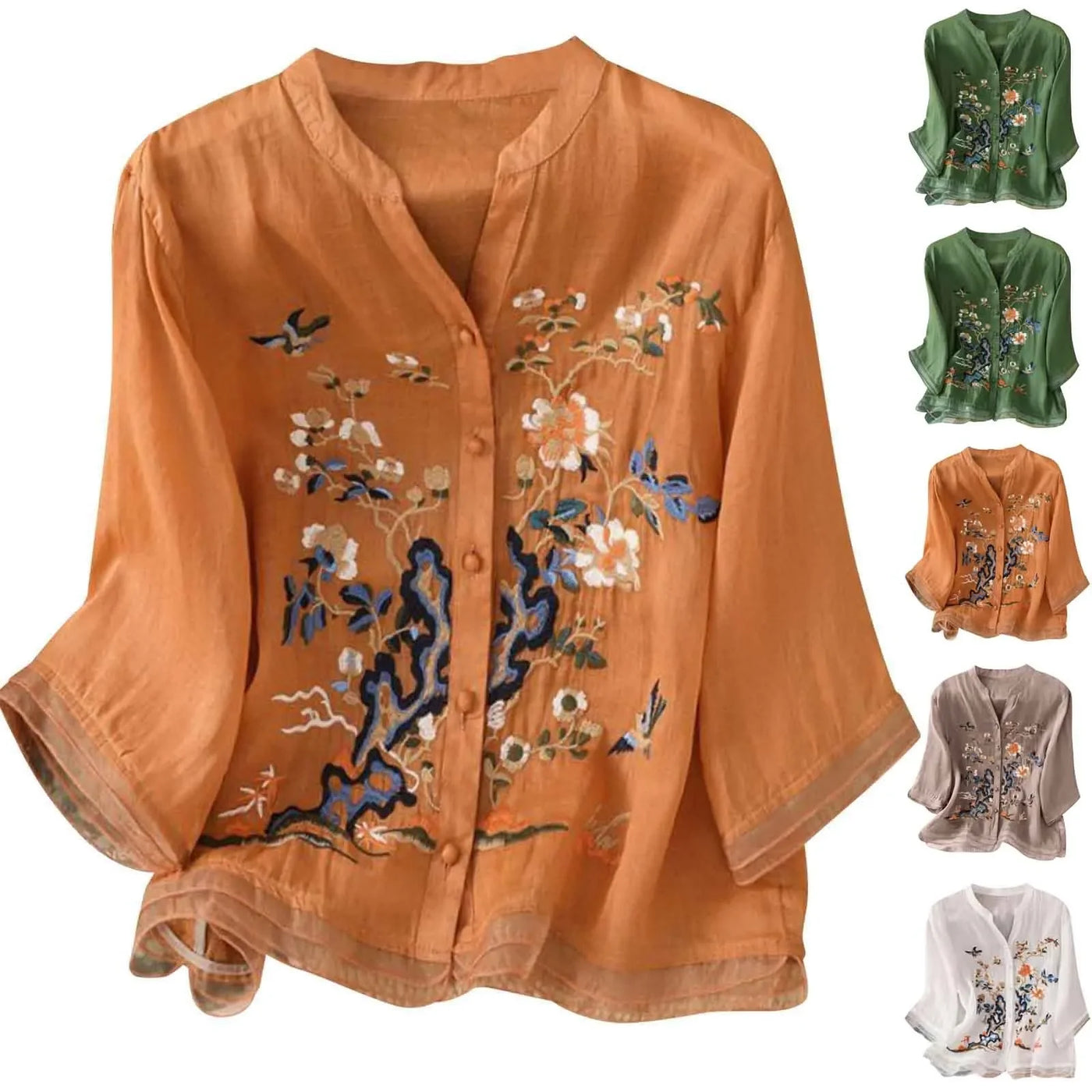 3/4 Sleeve Linen Tops For Women