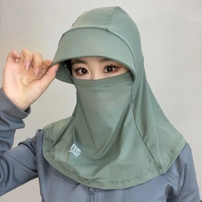 New sunscreen hat for women in summer, neck protection, face protection, cycling, sun hat, UV protection, face mask integrated