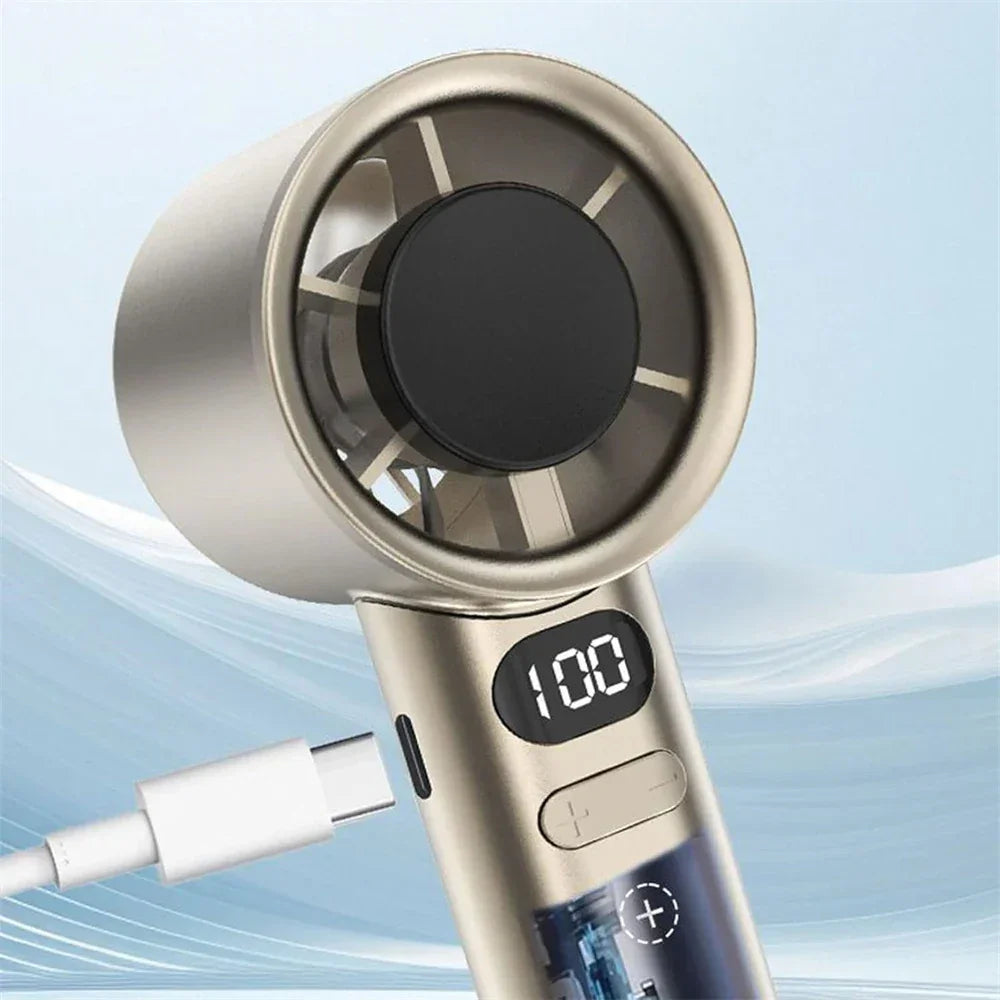 Portable Hand Fan 120 Wind Speeds Mini Bladeless Handheld Fan USB Rechargeable Personal Highspeed Fans Electric Eyelash Fan