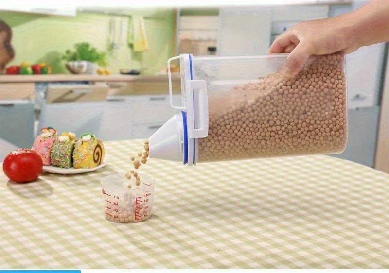 Pet Food Storage Container with Measuring Cup Handle Airtight Waterproof Pet Food Storage Dispenser Portable Buckets Feeder