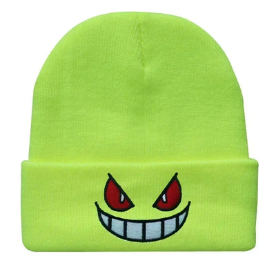 Cartoon Embroidered Beanies Popular American Anime Cartoon Embroidered Knitted Autumn Winter Warm Hat Wool Hat Gengar Beanies
