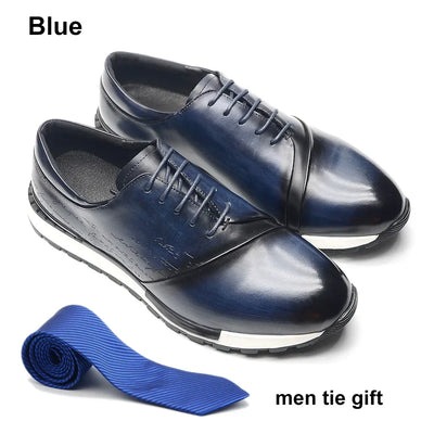 Luxury Brand Design Men's Oxford Shoes Fashion France Style Leather Sneakers Slip-on Casual Business Travel Non-slip Male Shoes