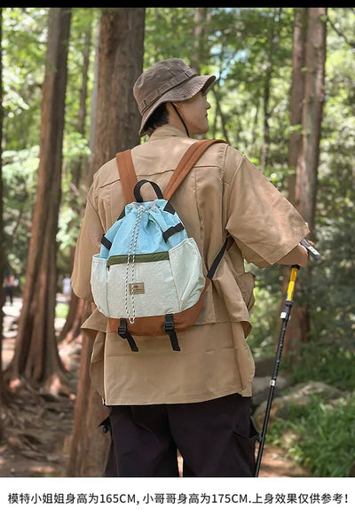 2025 Mountain Style Backpack Couple, Retro Color Block Hiking Bag, Lightweight Large Capacity Daypack for Outdoor