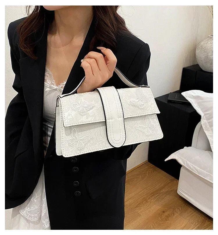 Modern minimalist leather shoulder bag - designer ladies handbag for work shopping and special occasions