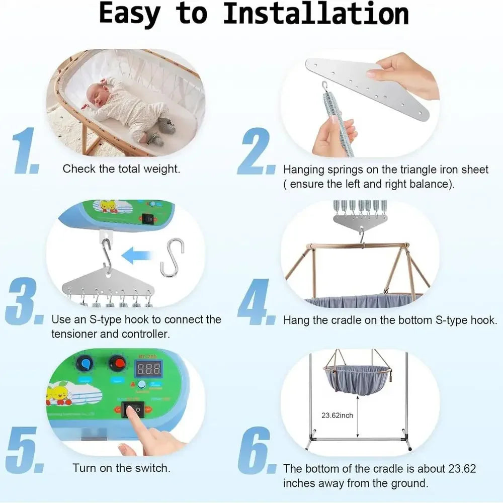 Electric Baby Bedside Sleeper Bassinet Automatic Toddler Rocking Swing with Adjustable Speed for Nursery home accessories