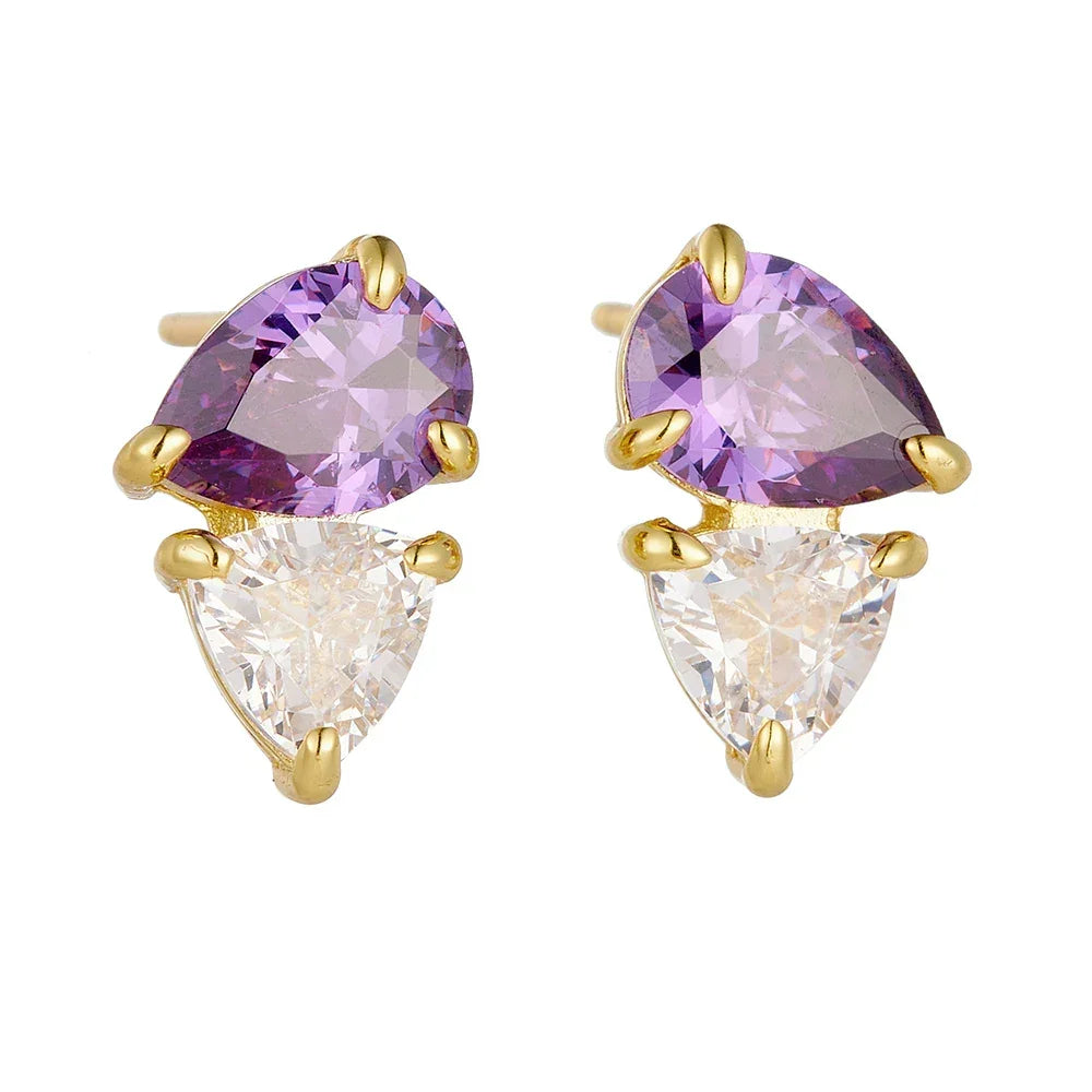 fine jewelry Sterling 925 silver jewelry wholesale Pear Cut Water Drop Zircon Stud Earrings Fine Jewelry for Women