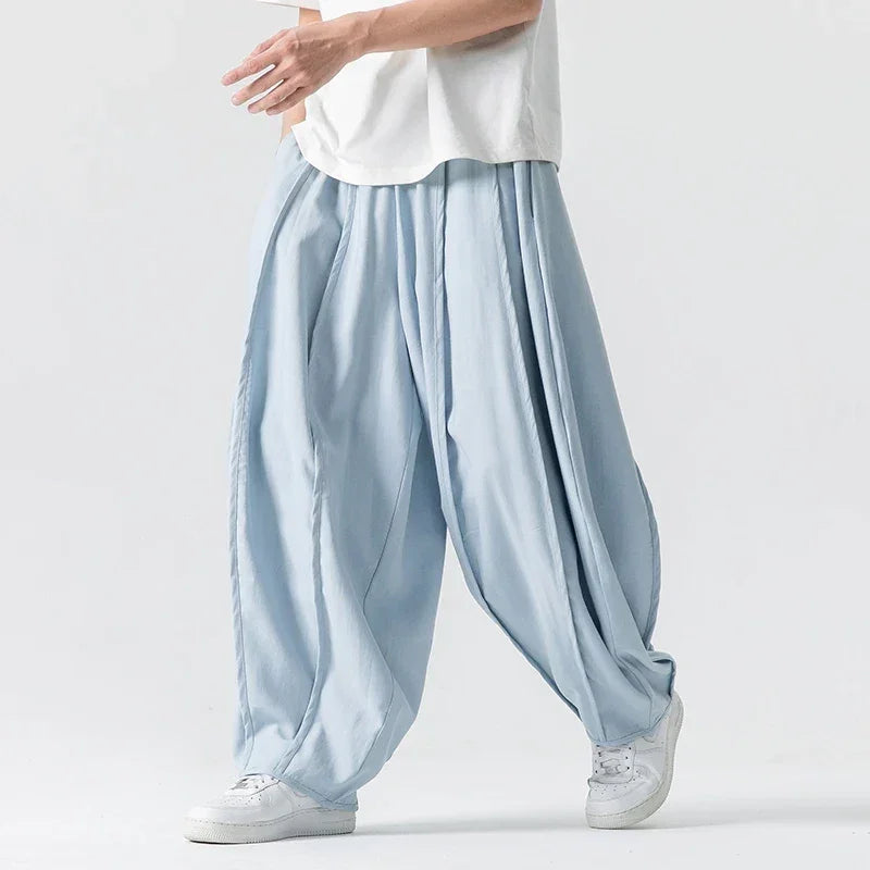 Men's Wide Leg Pants Fashion Loose Harem Pants Solid Color Harajuku Sweatpants Streetwear Unisex Casual Trousers Plus Size 5XL