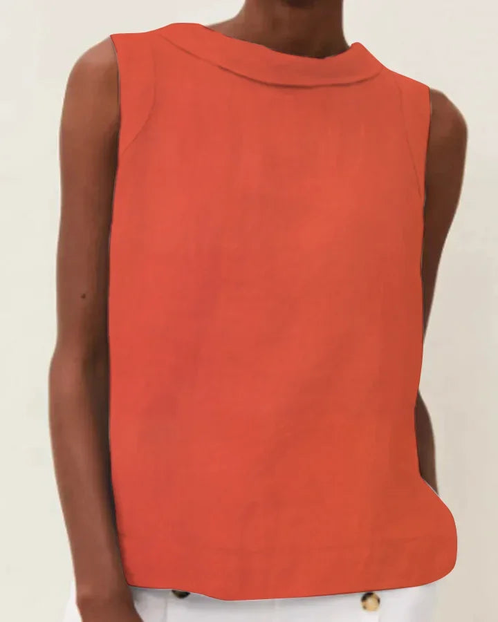 Solid Linen Women's Office Tops