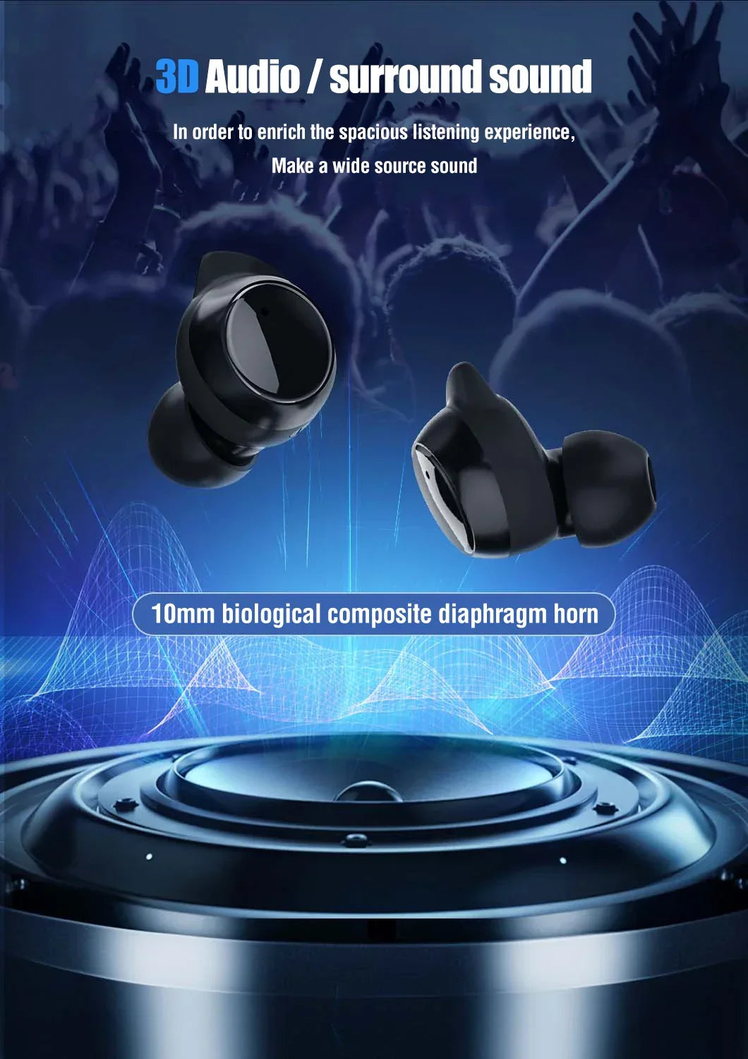 Wireless Earbuds Wireless 5.3 Headphones 48Hrs Music Bluetooth Earphones with Charging Case in Ear Headset with Mic LCD Display