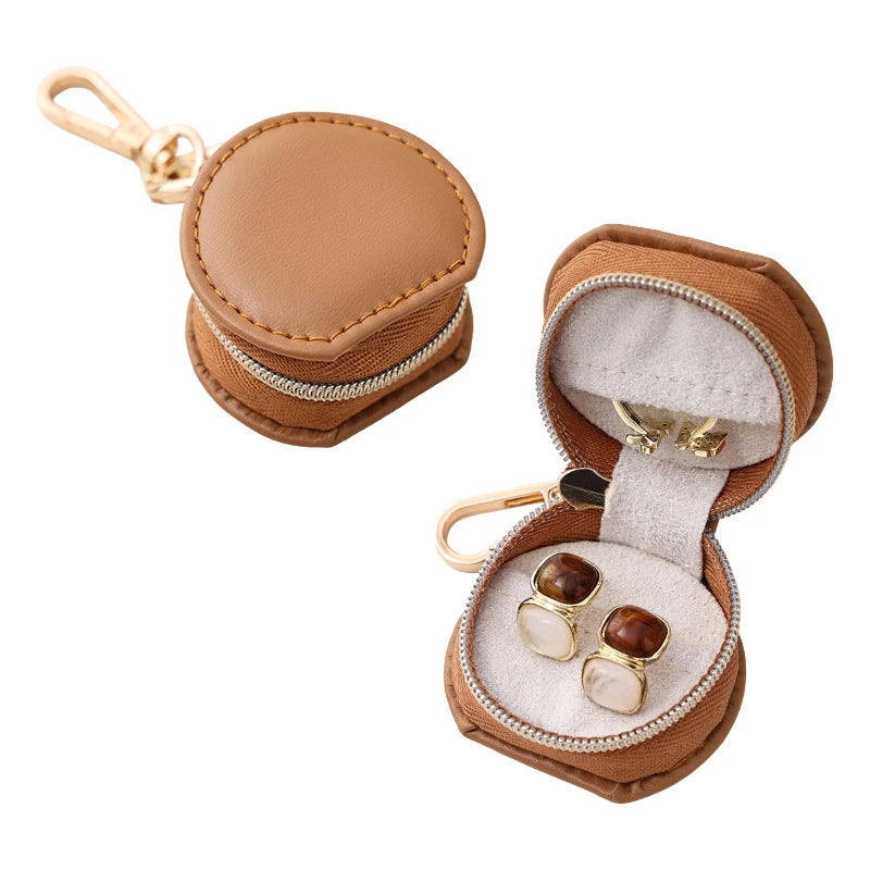 Portable Round Jewelry Box Travel Jewelry Storage Accessories Organizer For Teens Bridesmaid Gift Birthday Gift