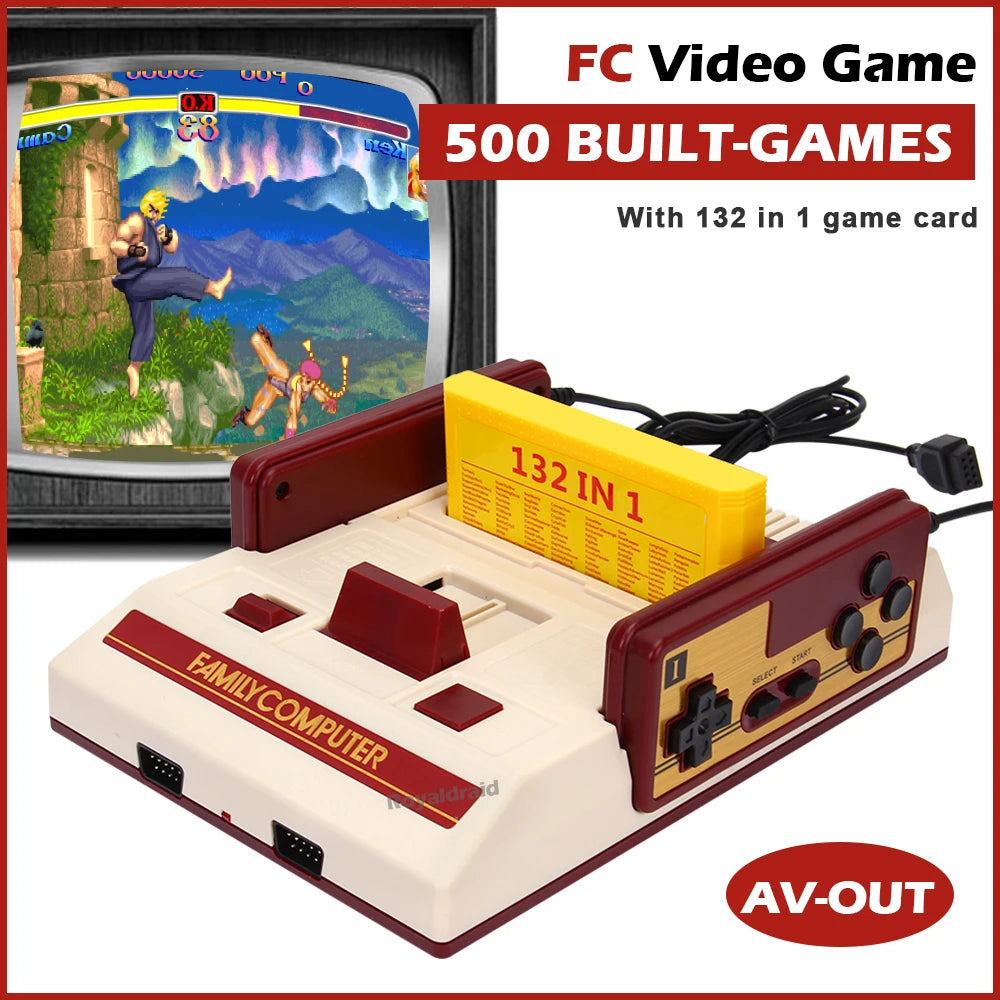 8 Bit Video Game Console Built in 500 Classic Games Family Computer TV Game Consola Support Game Cartridge For FC Retro Gaming