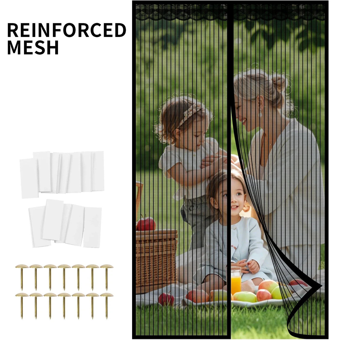 Magnetic Screen Door Screen Door Mesh Keep Bugs Out Heavy-Duty Mesh Curtain Pet and Kid Friendly Works with Front Doors