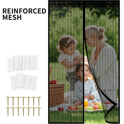 Magnetic Screen Door Screen Door Mesh Keep Bugs Out Heavy-Duty Mesh Curtain Pet and Kid Friendly Works with Front Doors