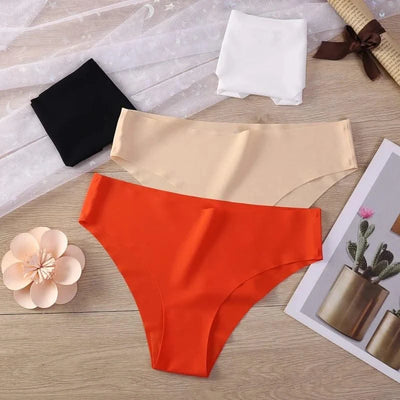 Seamless Thongs for Women No Show Thong V-waisted Stretch Breathable Sexy Panties Underwear 4 Pack