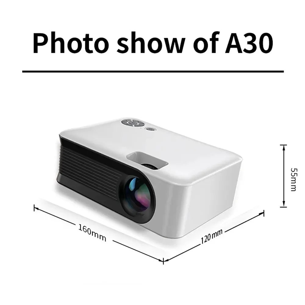 Portable Projector A30 Support 4K HDMI 1080P Mini Projectors Smart TV WIFI Home Theater Cinema Sync Android Phone Beamer LED