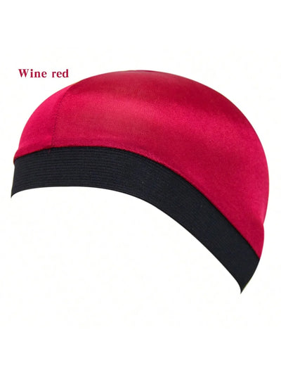 Dome Wave Cap Silk Bonnet Satin Elastic Breathable Turban Hat Hair Headwear Bonnets Hats Fedoras Beanie For Adult