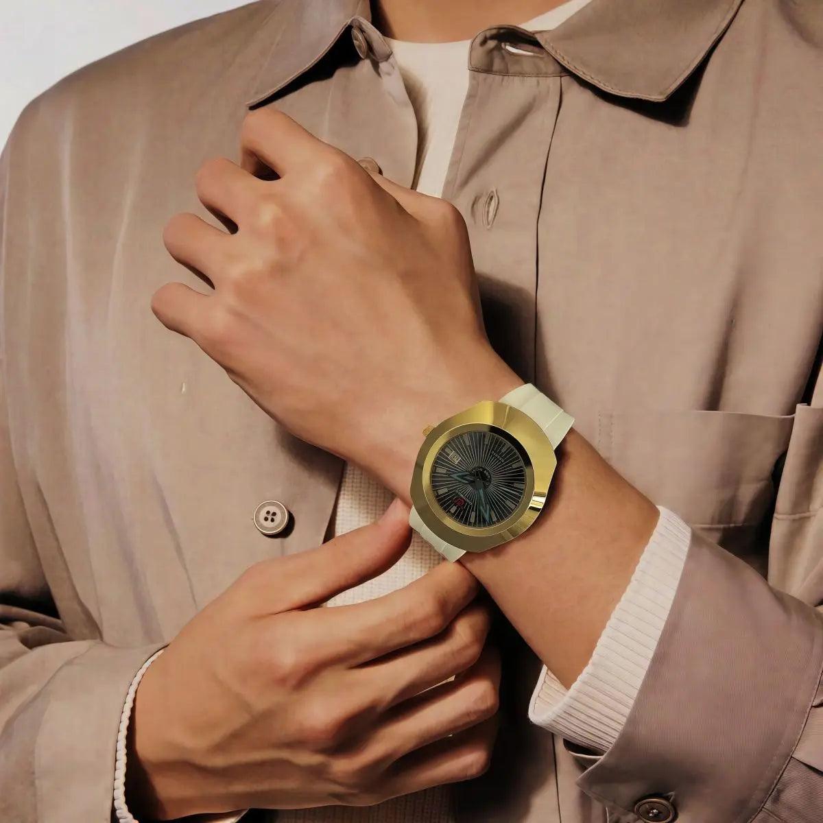 Premium high-end fashion quartz men’s watch – waterproof date display comfortable imported rubber strap