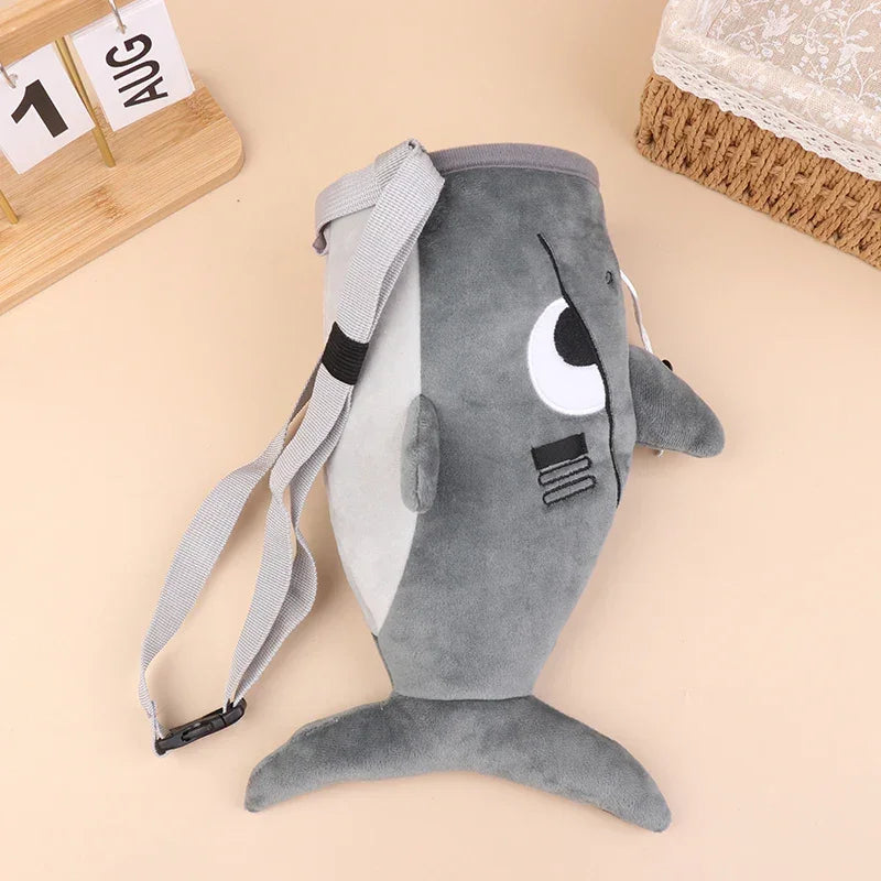 Cartoon Shark Rock Climbing Chalk Bag  Adjustable Storage Climbing Magnesium Powder Bag for Climbing Weightlifting Chalk Pouch
