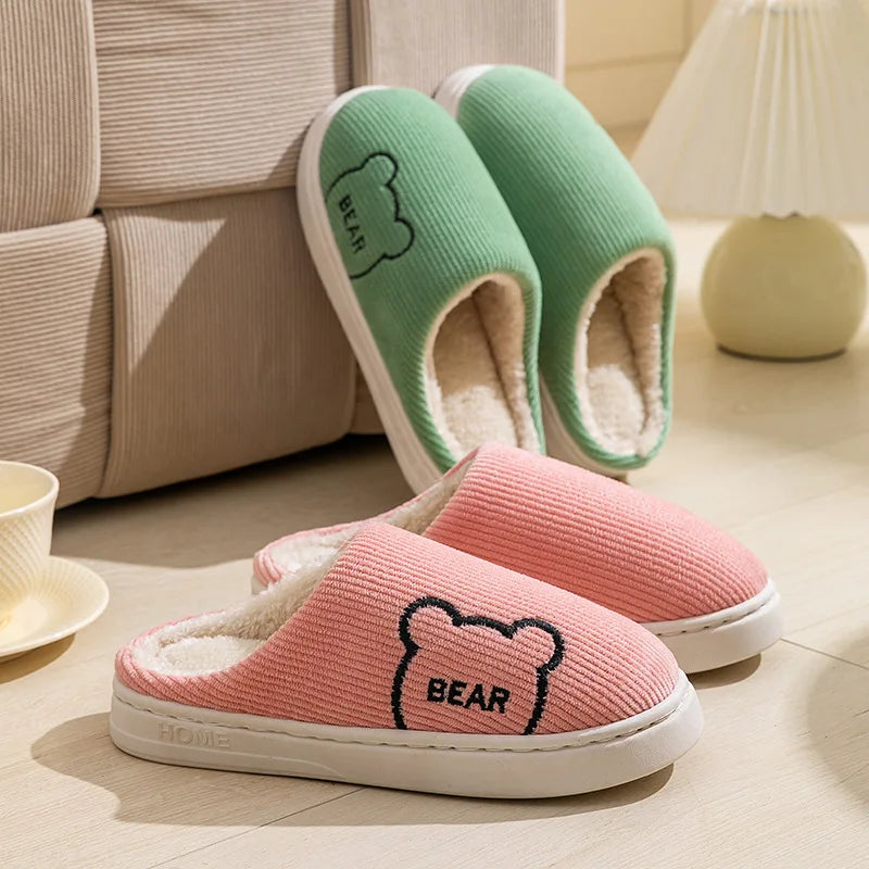 New Model 2025 Winter Warm Plush Slippers Non Slip Soft Indoor Bedroom Couple Home Shoes Flat Heel Comfort Autumn Footwear