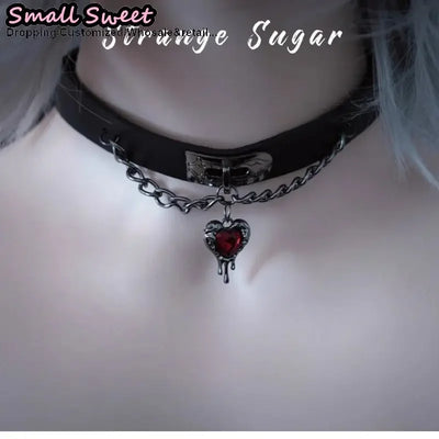 Girl Women Y2K choker Gothic subculture love Jewelry chain Gift Sweet Lolita PU leather collar Spike necklace Punk Chokers