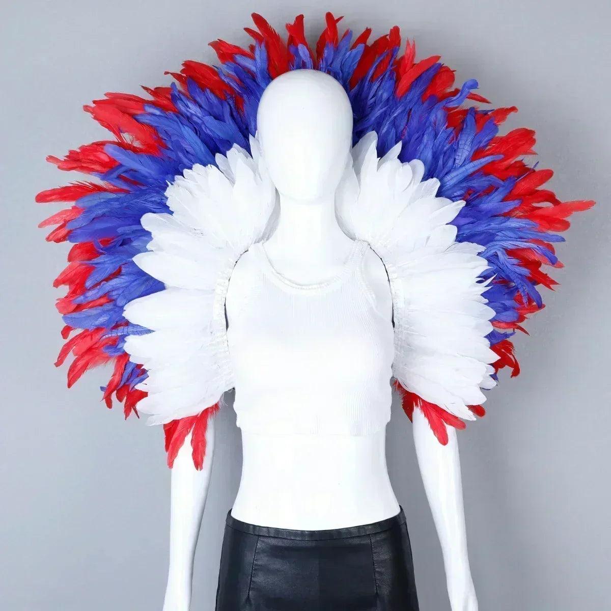 Designer feather scarf (punk halloween carnival masked ball party)accessory
