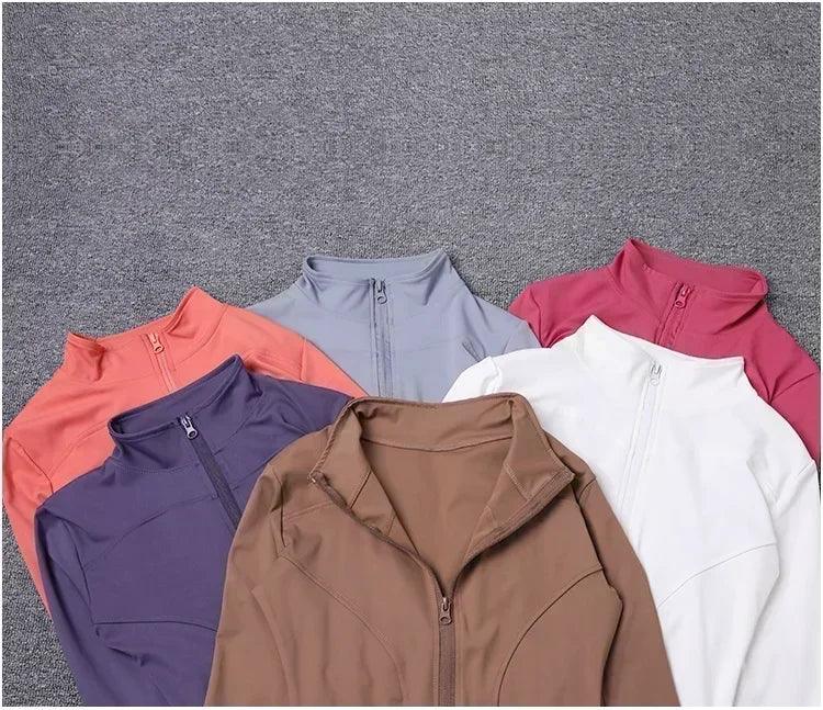 Workout sport jacket long sleeve gym training clothing yoga sportswear women