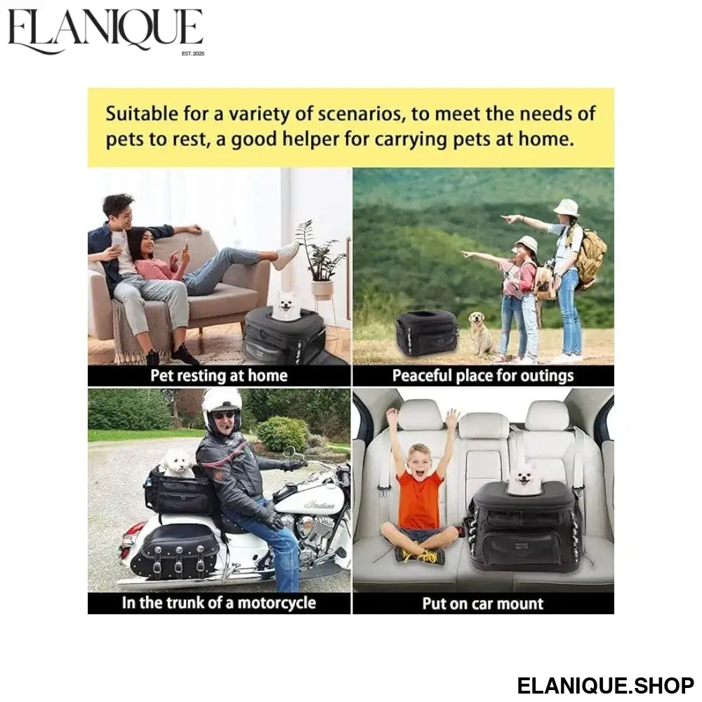 Motorcycle Pet Carrier Crate – Portable Weather-Resistant Cat & Dog Box