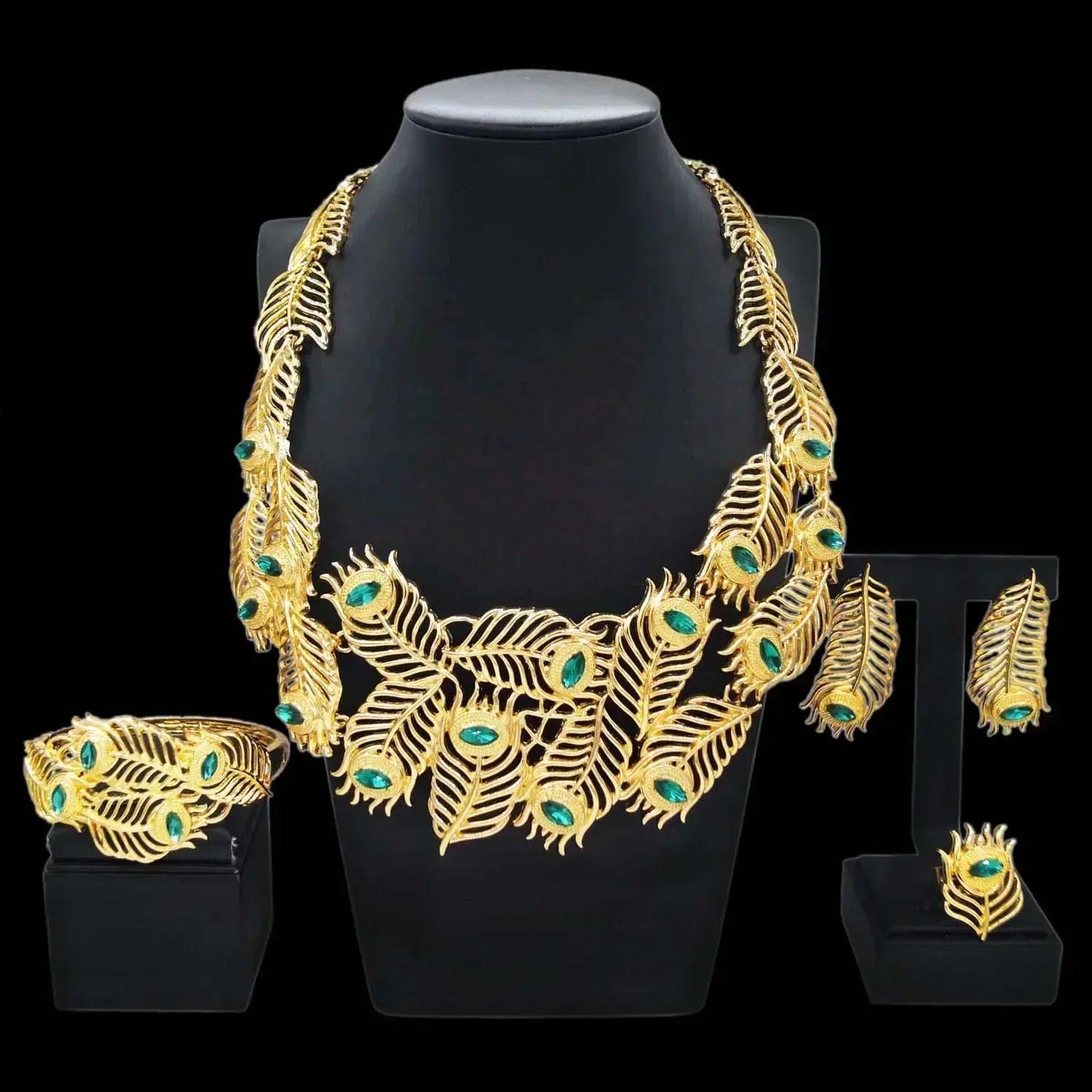 Luxury woman long necklace unique design italian wedding party earrings bracelets gold plated jewelry accessories high
