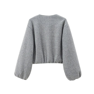 Zipper Bomber Jackets for Women Soft Cropped Long Sleeve Sports