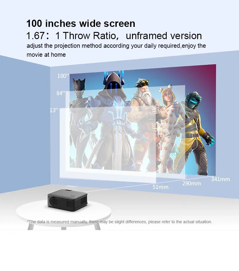Portable Projector A30 Support 4K HDMI 1080P Mini Projectors Smart TV WIFI Home Theater Cinema Sync Android Phone Beamer LED