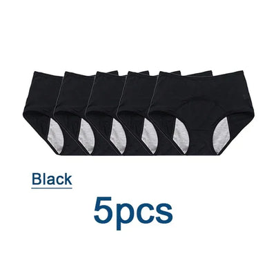 5pcs/Set Leak Proof Menstrual Panties Women Period Underwear Sexy Pants Physiological Underwear Plus Size Waterproof Briefs