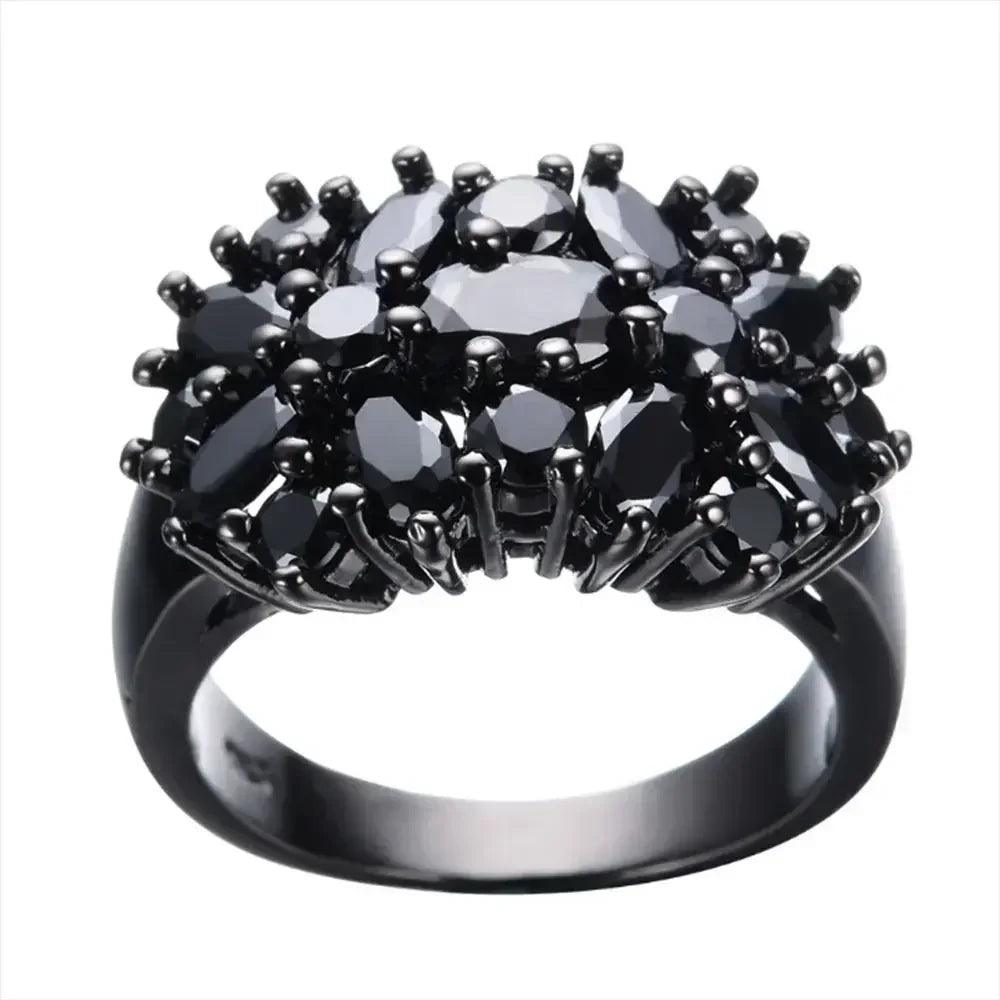 Luxury rings unique black oval inlaid cross border vintage big wedding for women men fashion jewelry accessories