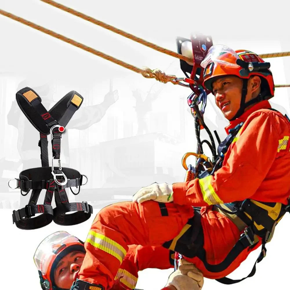 Full Body Roofing Harnesses Five-point Safety Belt With Adjustable Buckles Detachable Fall Harness For Men Tree Climbing Gear