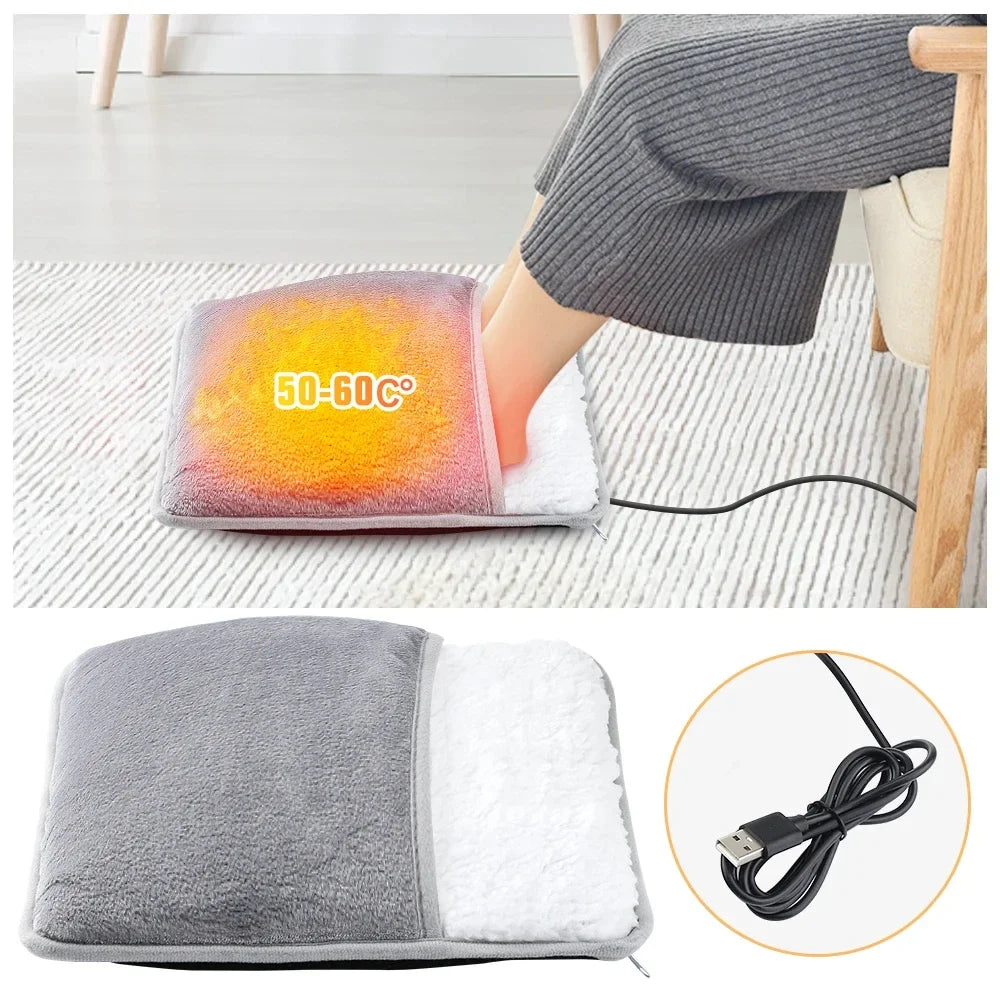 Foot Warmer USB Foot Heater Thermal Foot Heating Pad Soft Plush Warm Foot Cover Electric Heating Feet Warmer for Home Bedroom