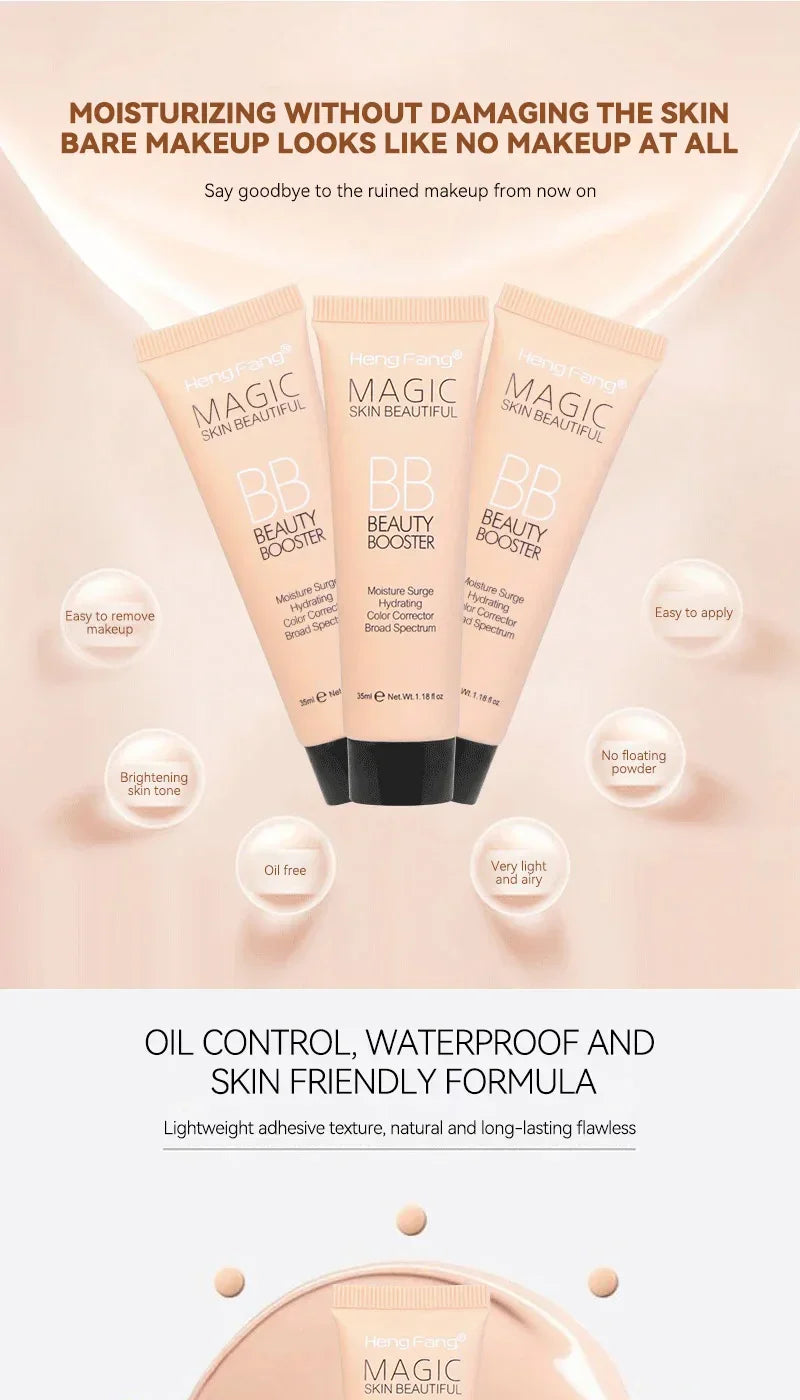 BB Cream Natural Nude Finish — Hydrating, Oil-Control, Long-Lasting Foundation