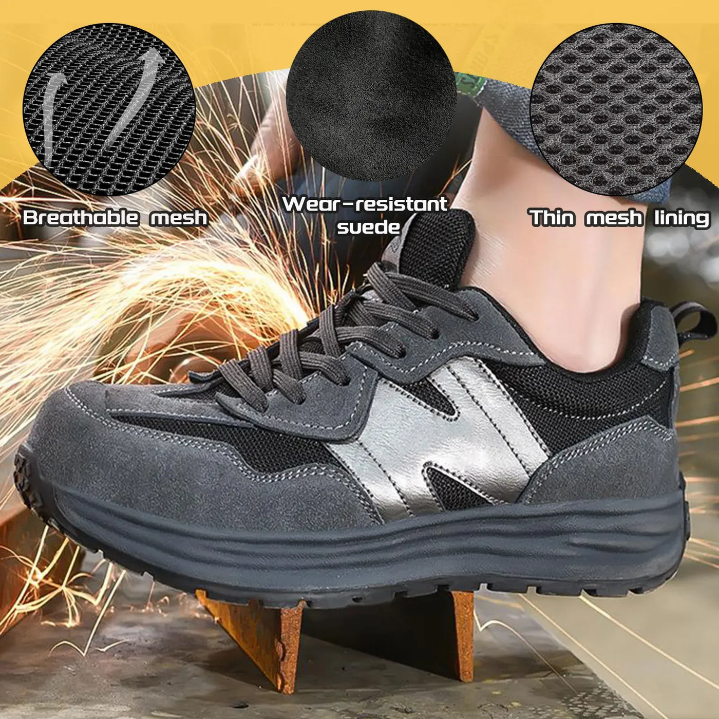 Men's safety shoes  Steel Toe Shoes Anti-Smashing Work Shoes Lightweight Breathable Composite Toe security-protection sneakers