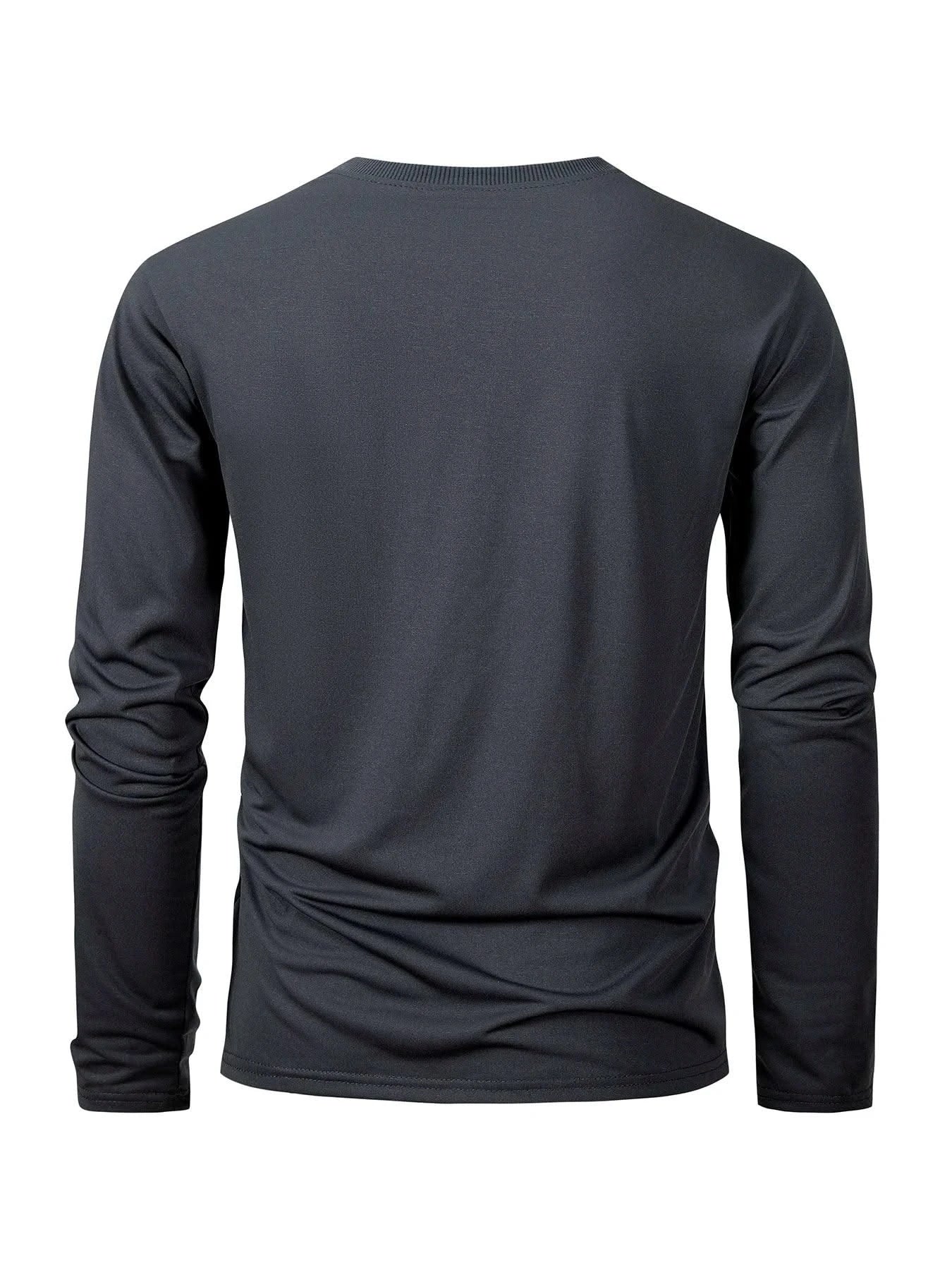 Men's Casual Round Neck Moisture Wicking Long Sleeve T Shirts | Tees Male | Tops | Sports | Comfortable Men's Wear