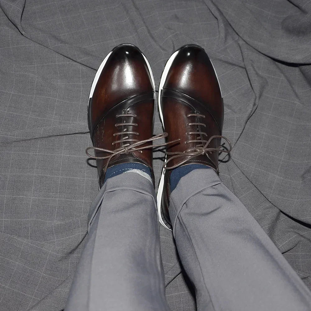 Luxury Brand Design Men's Oxford Shoes Fashion France Style Leather Sneakers Slip-on Casual Business Travel Non-slip Male Shoes