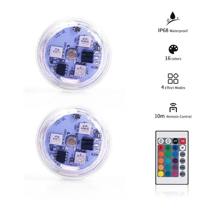 Mini Submersible Led Light Underwater Lights With Remote Control RGB Night Light Pool Light for Pond Bathtub Party Swimming Pool