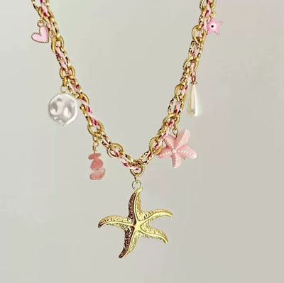 Handmade Scarf Choker Necklace for Women Girls New Fashion Fish Baroque Pearl Pendant Necklace Bohemian Vacation Necklace Gifts