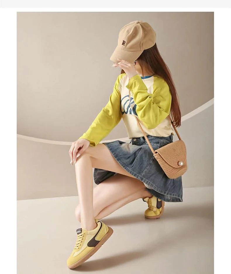 Women's Shoes Fashion Trend College Style Wide Toe Soft Comfortable Flat Casual Shoes Outdoor Casual Sports Shoes Women Sneaker