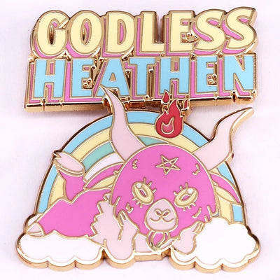 Godless Atheist Enamel Pin Kawaii Baphomet Brooch Satanic Occult Goat Lapel Pin Jewelry Gift