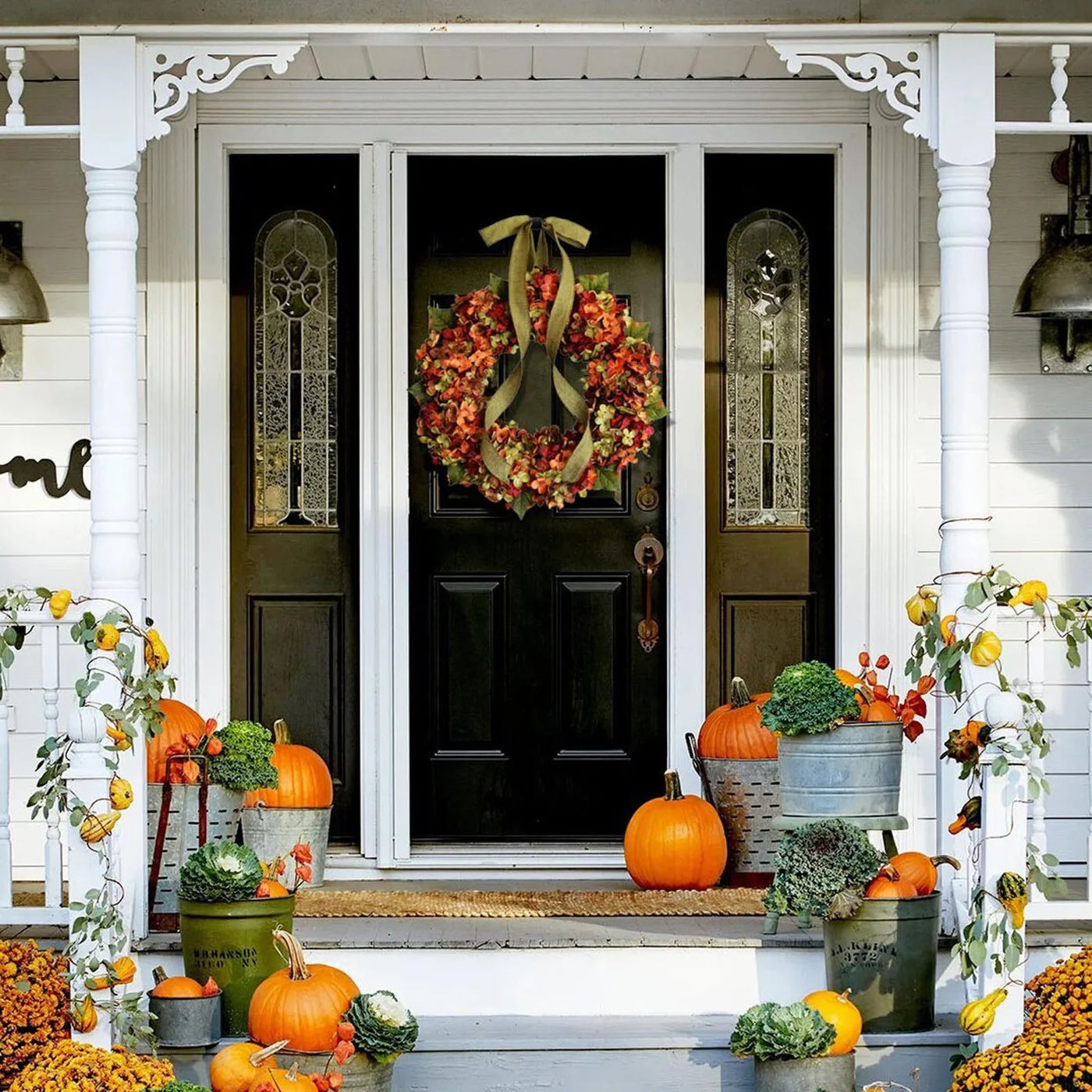 Autumn Wreath Christmas Decoration Thanksgiving Garland Window Restaurant Home Maple Leaf Party Festival Decoration Wreath Door