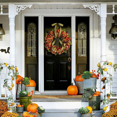 Autumn Wreath Christmas Decoration Thanksgiving Garland Window Restaurant Home Maple Leaf Party Festival Decoration Wreath Door