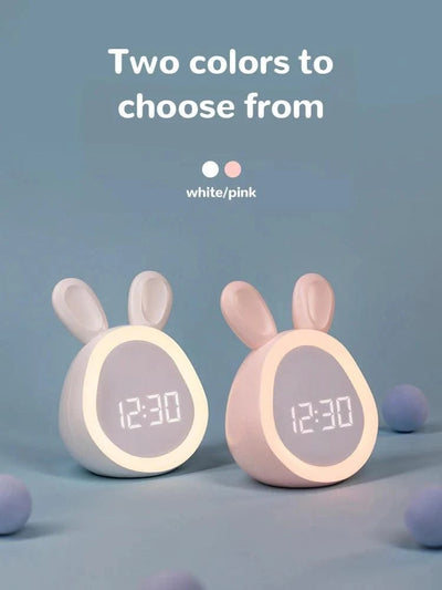 Kids Cute Rabbit Alarm Clock With Night Light Stepless Dimming Led Digital Alarm Clock For Boys Girls