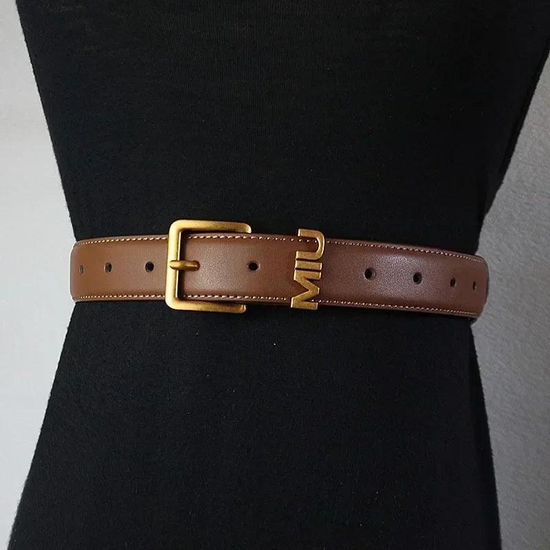 Genuine leather thin metal buckle belt for women |fashion waistband | jeans |casual dress | ladies | free size